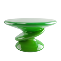 Green table with a circular base on transparent background. png