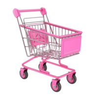 Pink shopping cart on transparent background png