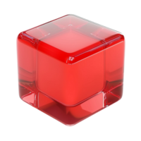 Generated AI Red color glass 3d on transparent background. png