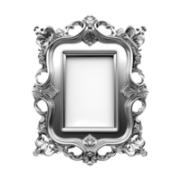 Silver frame with ornate design on a transparent background png