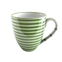 Green and white striped mug on transparent background png