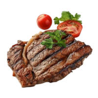 Steak with tomatoes and parsley on transparent background. png