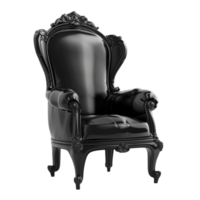 Black leather chair on transparent background. png