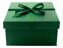grön texturerad gåva låda med satin band rosett på transparent bakgrund - stock . png