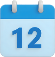 calendário 12 dia 3d png