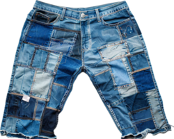 Patchwork Denim Jeans with Various Fabrics. png