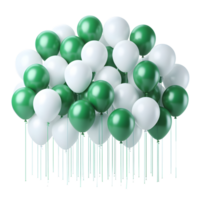 White and green balloons on transparent background png