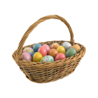 Generated AI easter eggs in a basket on transparent background png