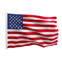 Generated AI flag of the united states of america waving in the wind on transparent background png