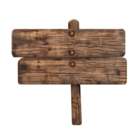 Generated AI wooden sign with two wooden posts on transparent background png