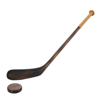 Generated AI Vintage Hockey Stick and Puck png