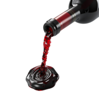 Generated AI red wine pouring into a bottle on transparent background png