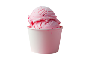 Bubblegum Cotton Candy ice cream scoop on white blank empty paper cup png