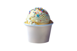 Cake Batte ice cream scoop on white blank empty paper cup png