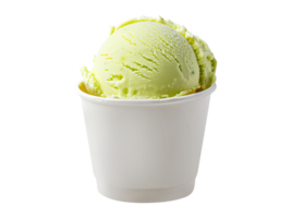 Key Lime ice cream scoop on white blank empty paper cup png