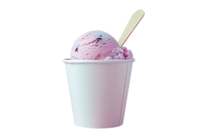 Neapolitan ice cream scoop on white blank empty paper cup png