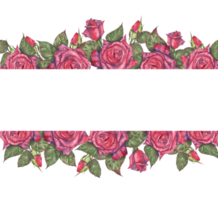 aquarelle illustration de rouge des roses. aquarelle illustration de rouge des roses avec vert feuilles. aquarelle illustration dans tatouage style. des idées pour mariages, anniversaires, enfants des soirées. png