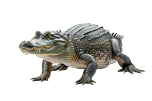 Full body crocodile. Dangerous alligator portrait png