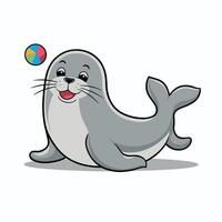 Cute seal cartoon animal design flat illustration isolated on white background vector