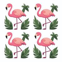 Cartoon Pink flamingo on an isolated white background. vector