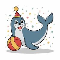 Cute seal cartoon animal design flat illustration isolated on white background vector