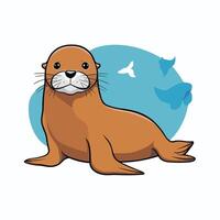 Cute seal cartoon animal design flat illustration isolated on white background vector