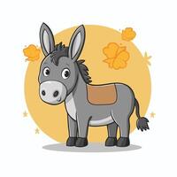 Cute cartoon funny donkey illustration for children. illustration of Cute cartoon funny donkey on white background. vector