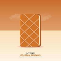 nacional hielo crema emparedado día diseño. hielo crema emparedado icono aislado en modelo para antecedentes. hielo crema sándwiches creativo anuncios póster, agosto 2. importante día vector