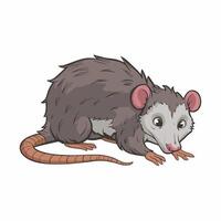 Cute cartoon opossum isolated on a white background. illustration vector