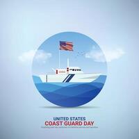 U.S. Coast Guard day creative ads. Coast Guard element isolated on Template for background. Coast Guard Design Poster, August 4. Important day vector