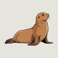 Cute seal cartoon animal design flat illustration isolated on white background vector