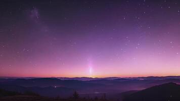 An otherworldly sight of solar pillars glowing in various hues against a purple sky video