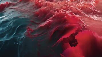 ein dick rot Schicht Abdeckungen das Ozeane Oberfläche erstickend irgendein Marine Leben im es ist Pfad video