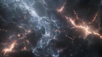 The sky is transformed into a canvas of crackling crawling lightning bolts video