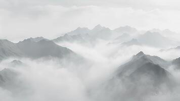 The mountains appearing to be floating in a sea of thick fog video