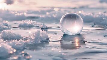 une solitaire congelé ane bulle dans une mer de lisse plat la glace video