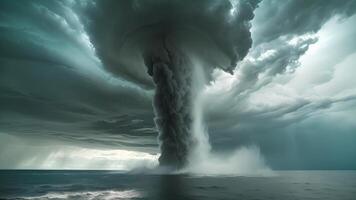 A mesmerizing display of natures power as a waterspout stretches towards the sky video