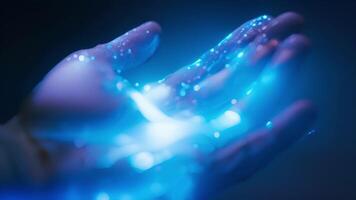 A closeup shot of a persons hand with a chip implanted in their skin used for tracking neurological data. video