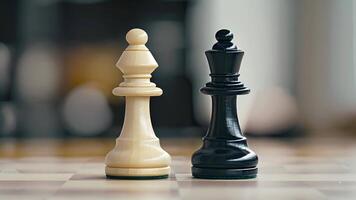 Two chess pieces one labeled enhanced and the other unenhanced representing potential cognitive disparities between individuals. video