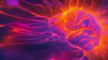 un' dinamico illustrazione di cervello attività durante un' fisico sfida con grassetto colori e intenso Linee che rappresentano il mente risposta per fatica e determinazione. video