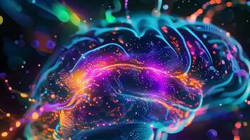 uma cérebro Varredura imagem revelador colorida listras do neural conexões este ter fui alterado e melhorada através genético Engenharia. video