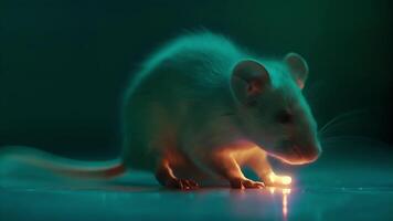 un' laboratorio topo con un' piccolo cicatrice su suo spinale cordone mostrando promettente segni di recupero dopo essere trattati con un' rivoluzionario rigenerativa medicinale. video