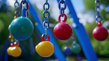 Swings made of bonds bouncing kids up and down while they learn about chemical bonds video