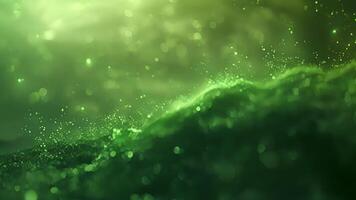 A hazy greenhued atmosphere is illuminated by the brilliant particles streaking through it video