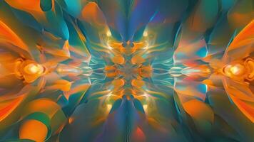 An abstract painting of symmetrical shapes being rearranged and distorted representing the breaking of symmetrical laws in the quantum world video