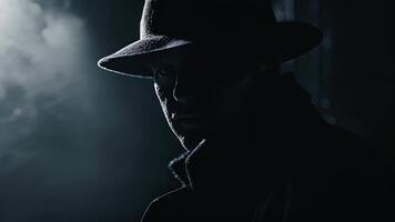 A shadowy figure lurking in the shadows symbolizing the secrecy and clandestine nature of espionage operations. video