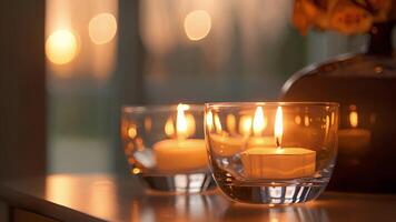 de leng kaarsen creëren een betoverend visie perfect voor een romantisch avond in. video