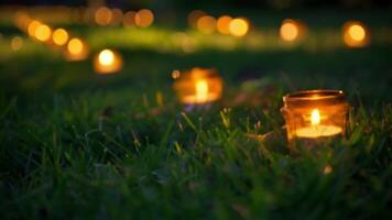 Shadows stretched across the grass as the candles emitted a warm and inviting glow beckoning artists to come and join in the painting workshop. video