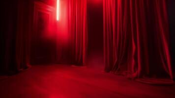 le pièce est rempli avec Profond rouge velours ds moulage un sinistre lueur comme elles ou ils balancement dans le doux brise. 2d plat dessin animé video