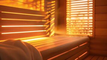 een knus infrarood sauna met zacht verlichting perfect voor slaan de winter blues. video